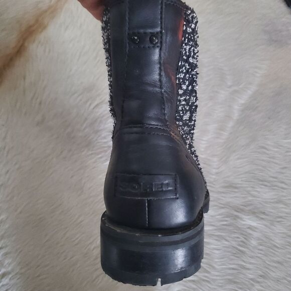 Sorel Lennox Boots Women's Size 8.5 Black White Waterproof Leather Shearling - Picture 11 of 16